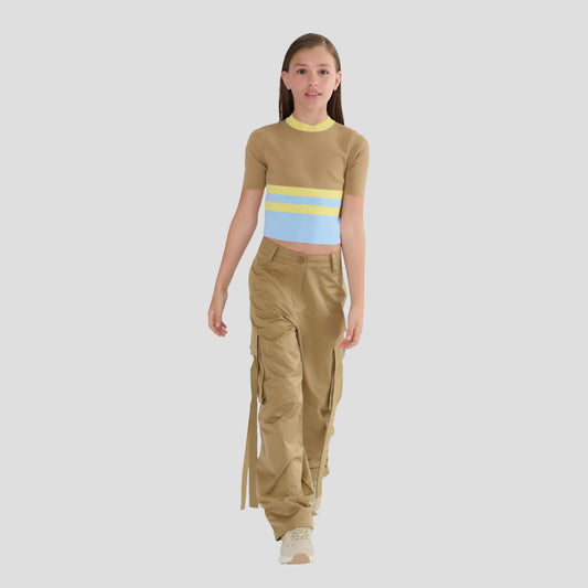 Pantaloni Cargo Larghi Ragazza Colore Bruciato –  TOBETOO