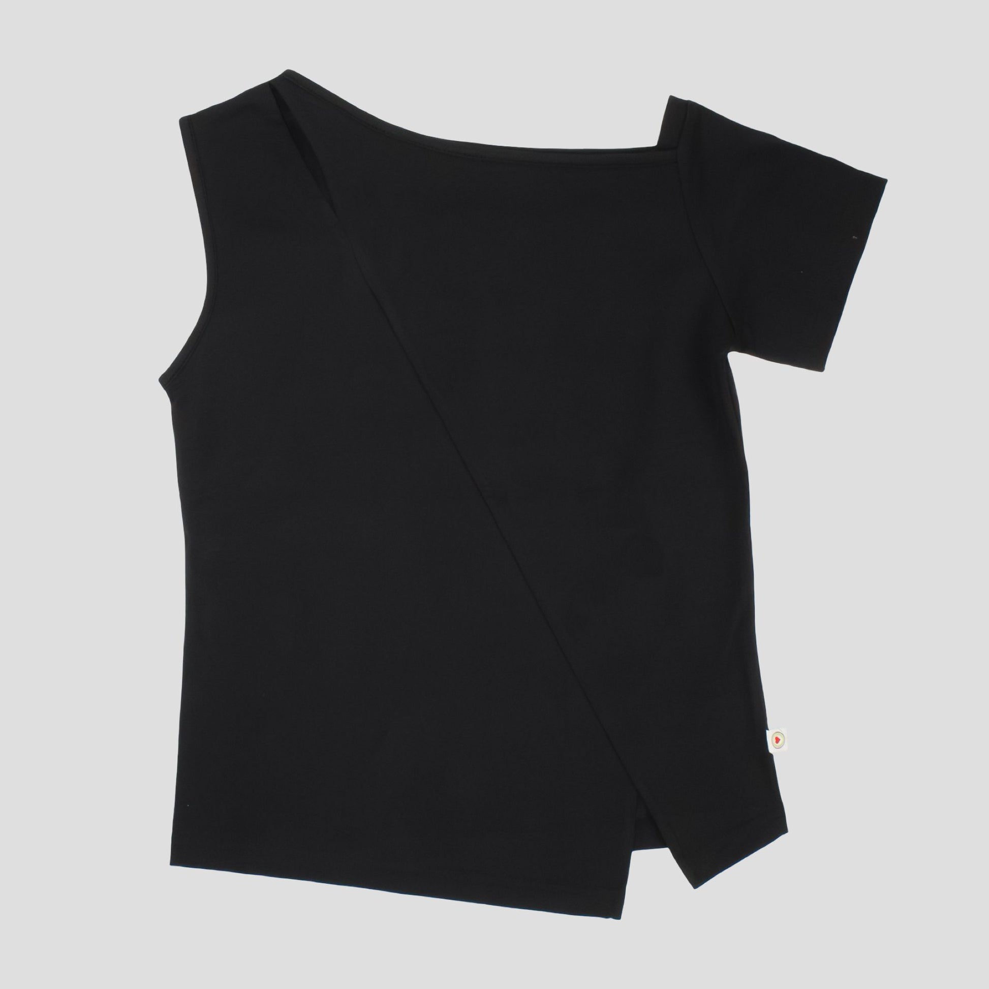 Maglietta Nera Asimmetrica Ragazza Monospalla – TOBETOO - OOPS by BabyBimbo 0-16