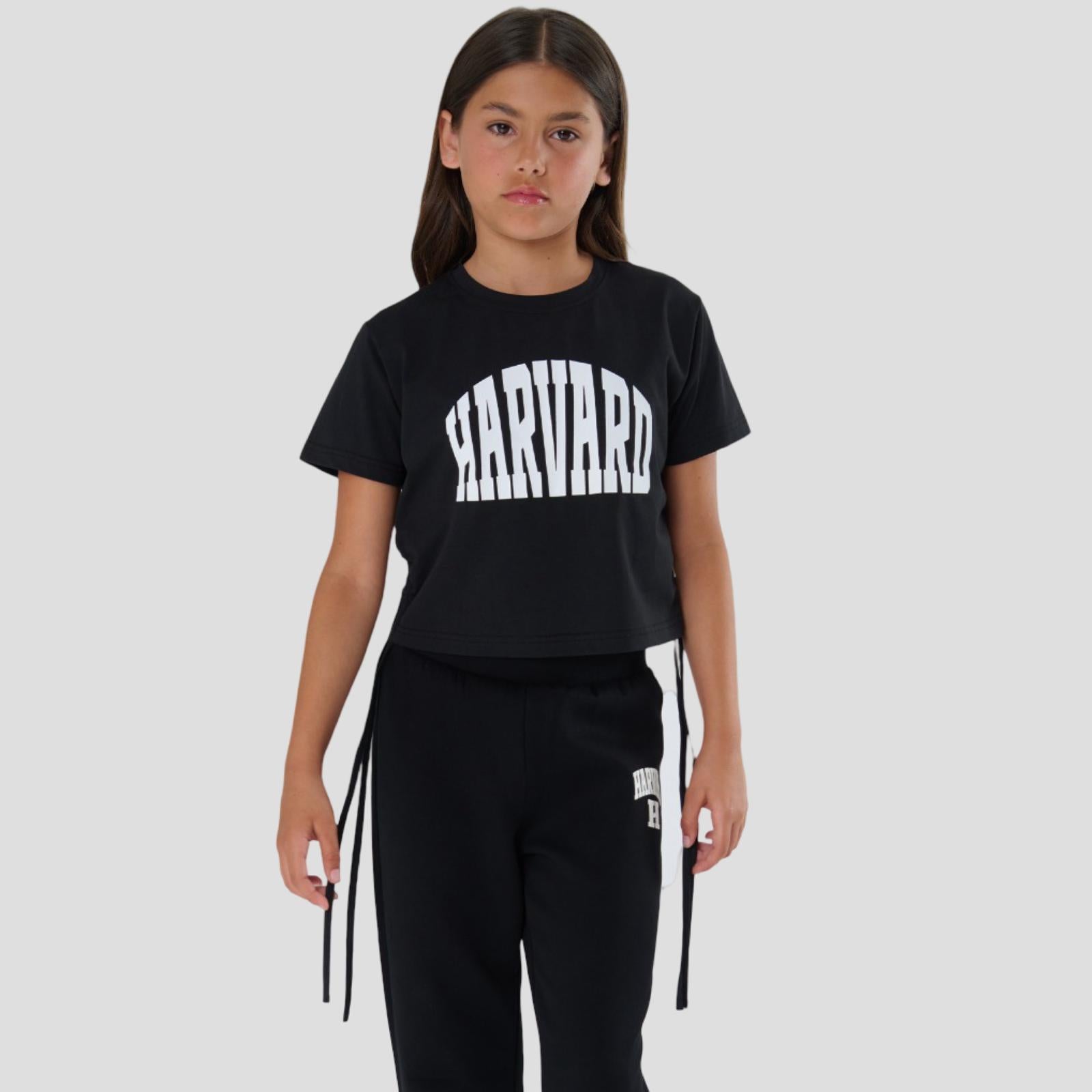 T-Shirt Nera Ragazza Stampa Harvard – TOBETOO - OOPS by BabyBimbo 0-16