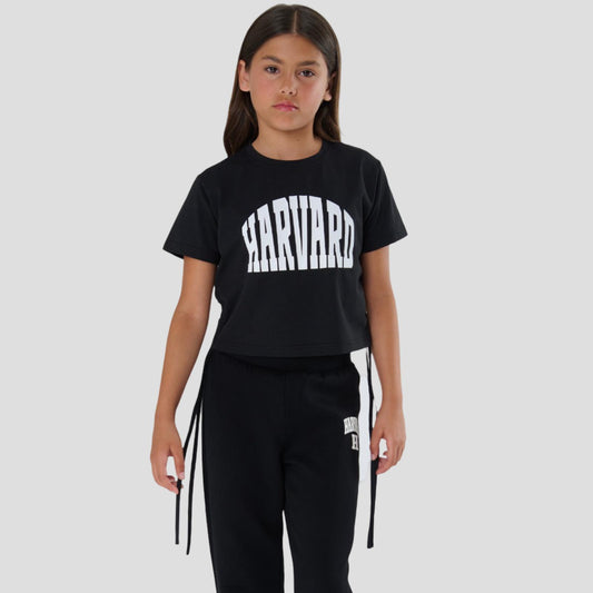 T-Shirt Nera Ragazza Stampa Harvard – TOBETOO - OOPS by BabyBimbo 0-16