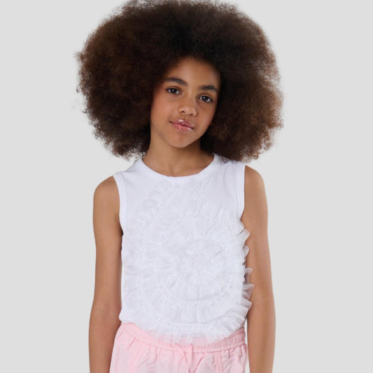 Canotta Bambina a Costine con Tulle Frontale – Top Moda Ragazza TOBETOO - OOPS by BabyBimbo 0-16