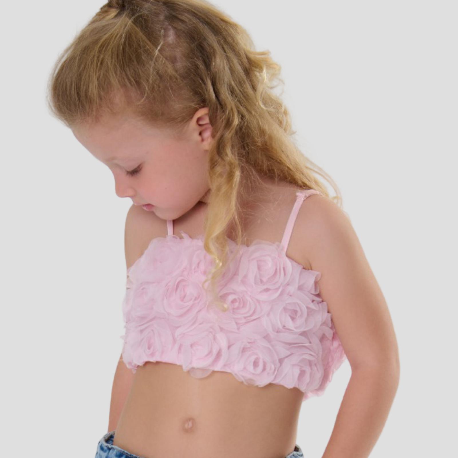 Top Fascia Ragazza Nero con Rose Applicate e Spalline Regolabili – TOBETOO - OOPS by BabyBimbo 0-16