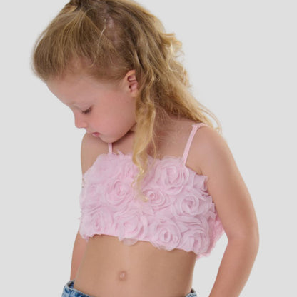 Top Fascia Ragazza Nero con Rose Applicate e Spalline Regolabili – TOBETOO - OOPS by BabyBimbo 0-16