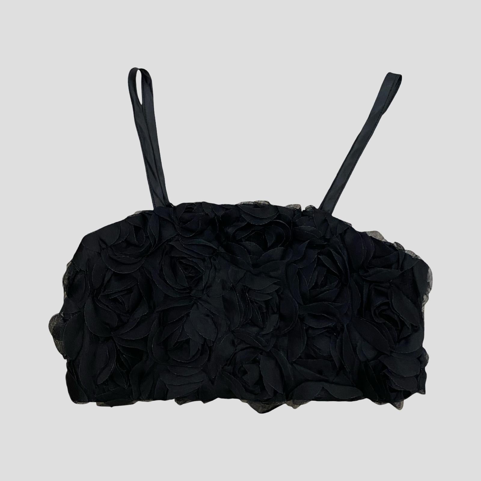 Top Fascia Ragazza Nero con Rose Applicate e Spalline Regolabili – TOBETOO - OOPS by BabyBimbo 0-16