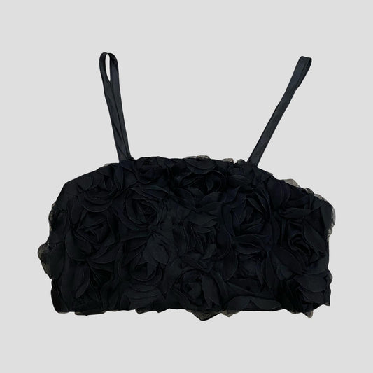 Top Fascia Ragazza Nero con Rose Applicate e Spalline Regolabili – TOBETOO - OOPS by BabyBimbo 0-16