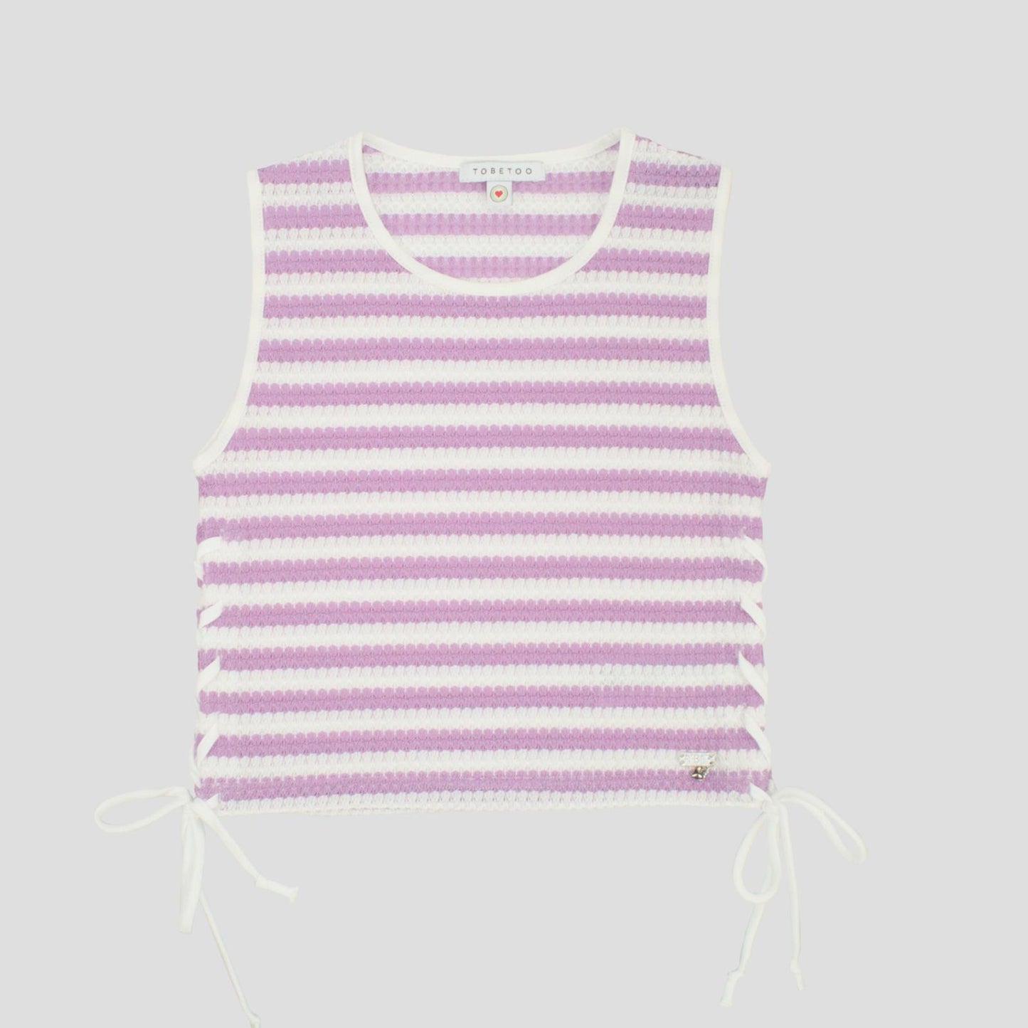 Completo Estivo Ragazza Bianco e Glicine Rigato con Top e Shorts – TOBETOO