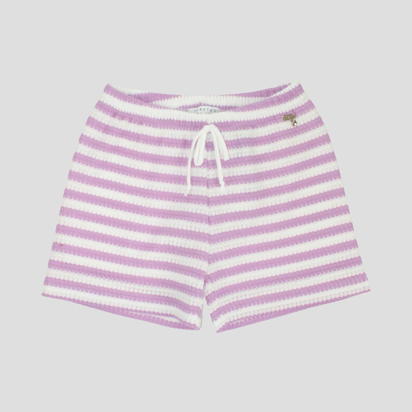 Completo Estivo Ragazza Bianco e Glicine Rigato con Top e Shorts – TOBETOO