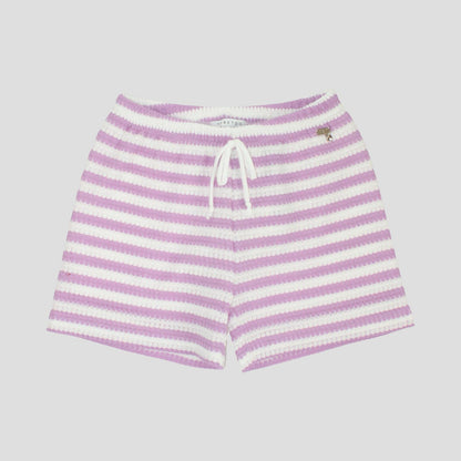 Completo Estivo Ragazza Bianco e Glicine Rigato con Top e Shorts – TOBETOO