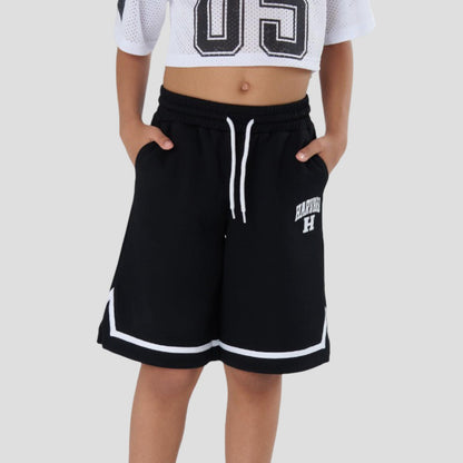 Bermuda Basket Ragazza Nero e Bianco con Elastico – Stile College TOBETOO