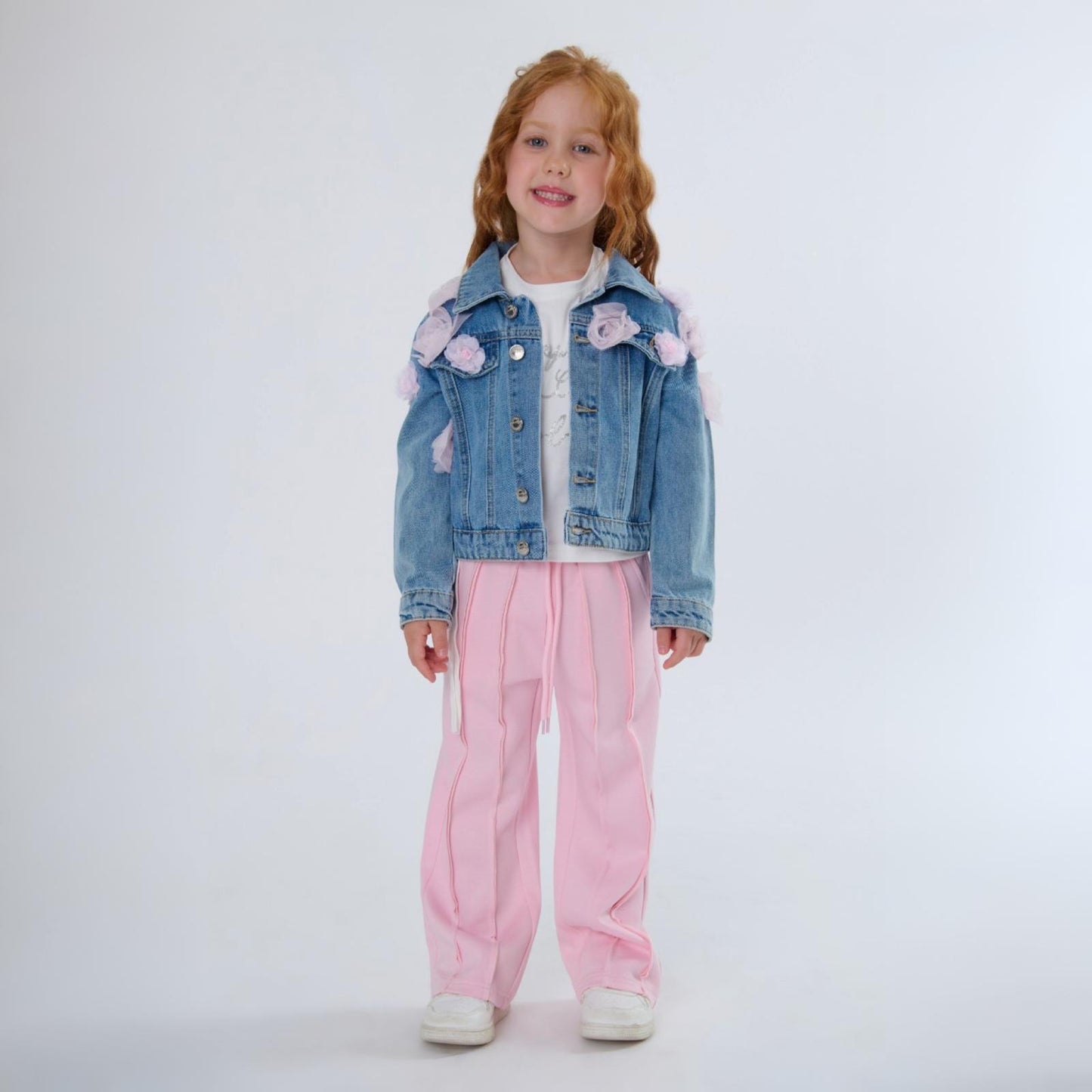 Pantaloni Larghi Bambina Punto Milano Rosa - OOPS by BabyBimbo 0-16
