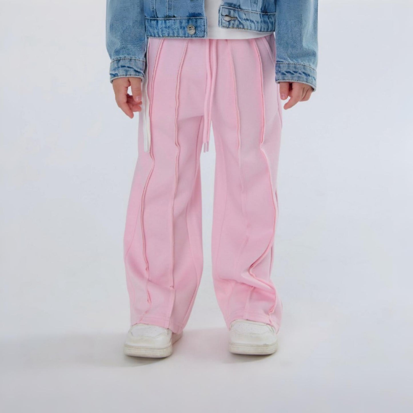 Pantaloni Larghi Bambina Punto Milano Rosa - OOPS by BabyBimbo 0-16