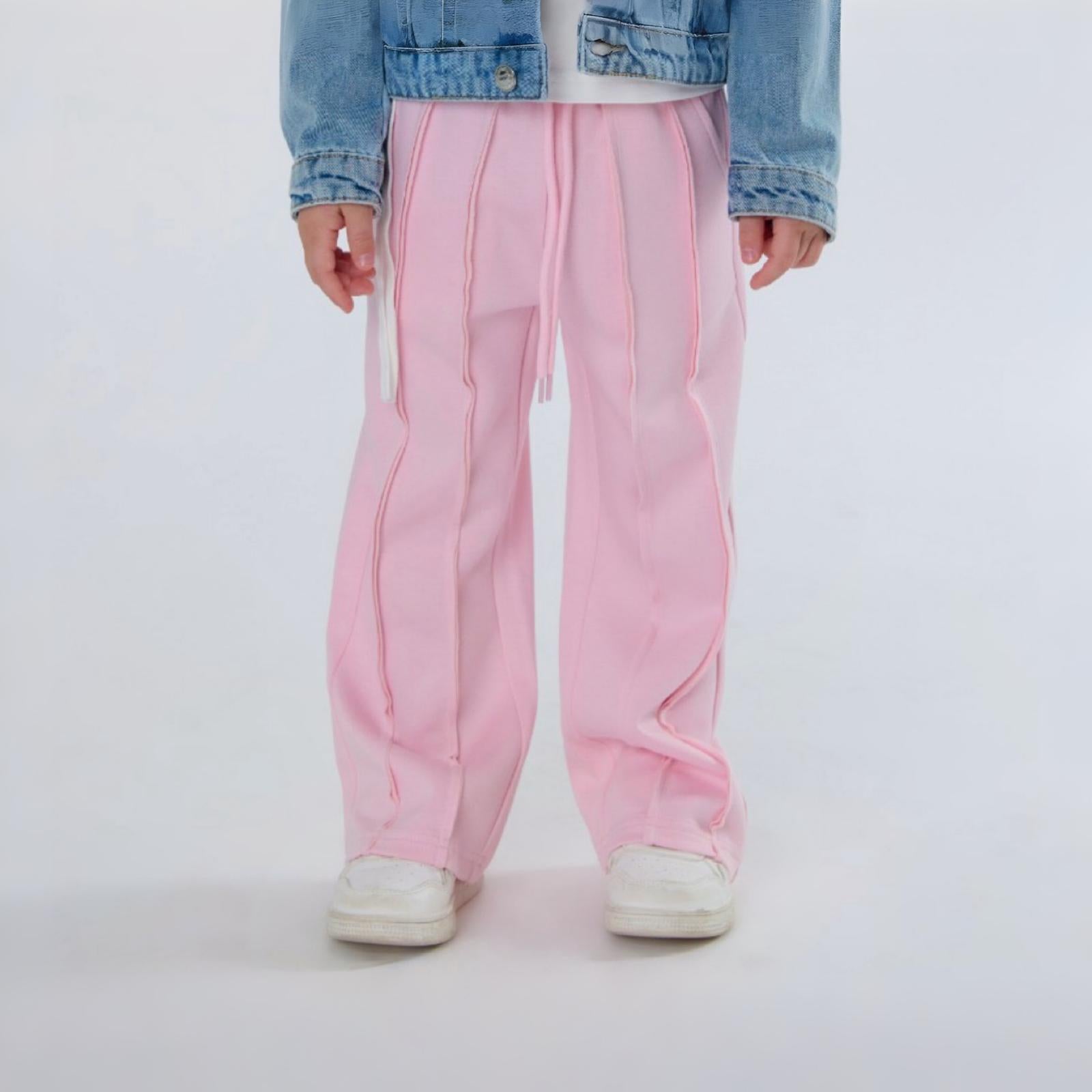 Pantaloni Larghi Bambina Punto Milano Rosa - OOPS by BabyBimbo 0-16
