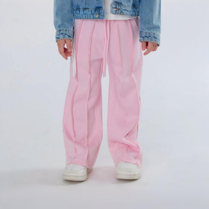 Pantaloni Larghi Bambina Punto Milano Rosa - OOPS by BabyBimbo 0-16