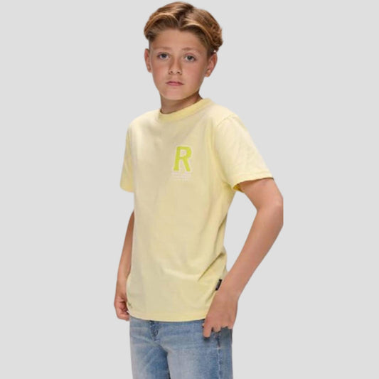 T-Shirt Gialla Ragazzo con Stampa Retro Maglietta Trendy Casual - RETOUR