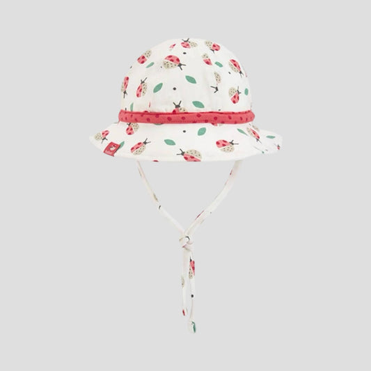 Cappello Neonato in Cotone Bianco con Coccinelle Regolabile- BOBOLI - OOPS by BabyBimbo 0-16