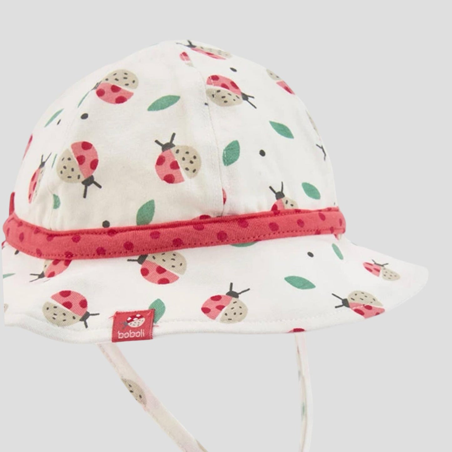 Cappello Neonato in Cotone Bianco con Coccinelle Regolabile- BOBOLI - OOPS by BabyBimbo 0-16