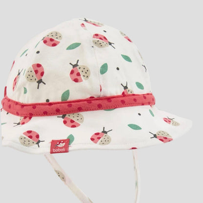 Cappello Neonato in Cotone Bianco con Coccinelle Regolabile- BOBOLI - OOPS by BabyBimbo 0-16