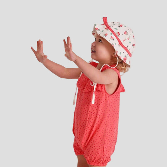 Cappello Neonato in Cotone Bianco con Coccinelle Regolabile- BOBOLI - OOPS by BabyBimbo 0-16