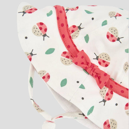 Cappello Neonato in Cotone Bianco con Coccinelle Regolabile- BOBOLI - OOPS by BabyBimbo 0-16