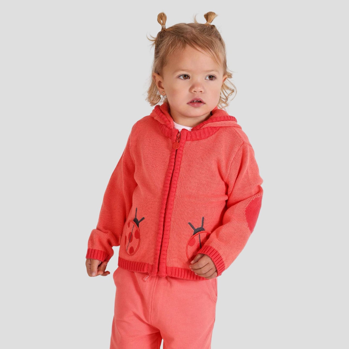 Cardigan Neonata Rosso in Maglia con Cappuccio Rimovibile e Zip - BOBOLI - OOPS by BabyBimbo 0-16