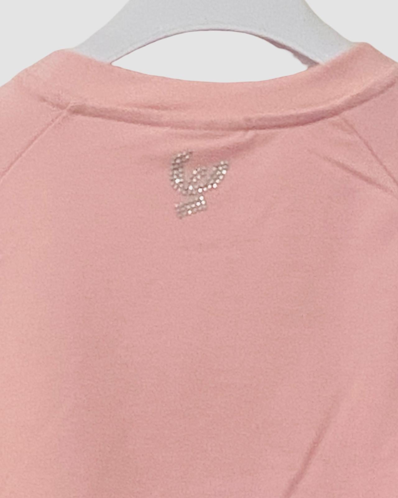Felpa Rosa Ragazza in Cotone con Logo Brillantini - FREDDY - OOPS by BabyBimbo 0-16