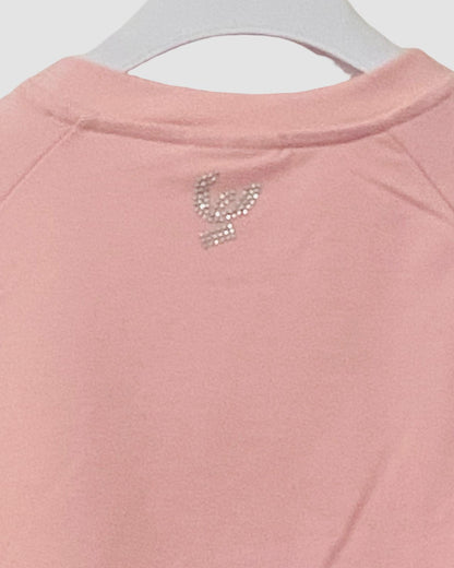Felpa Rosa Ragazza in Cotone con Logo Brillantini - FREDDY - OOPS by BabyBimbo 0-16