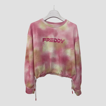 Felpa Tie Dye Rosa e Giallo Ragazza – Girocollo Trendy con Coulisse - FREDDY - OOPS by BabyBimbo 0-16