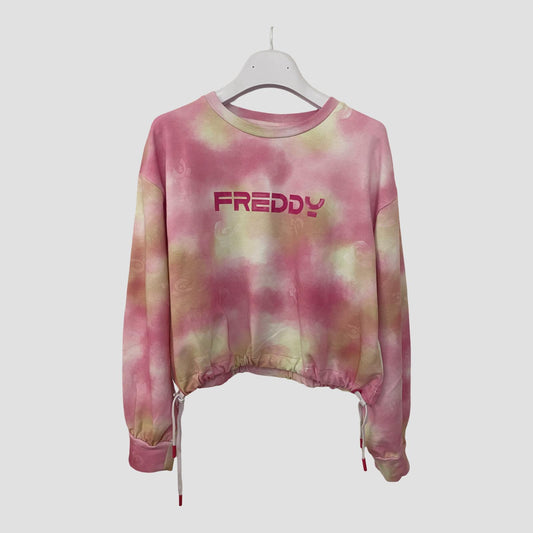 Felpa Tie Dye Rosa e Giallo Ragazza – Girocollo Trendy con Coulisse - FREDDY