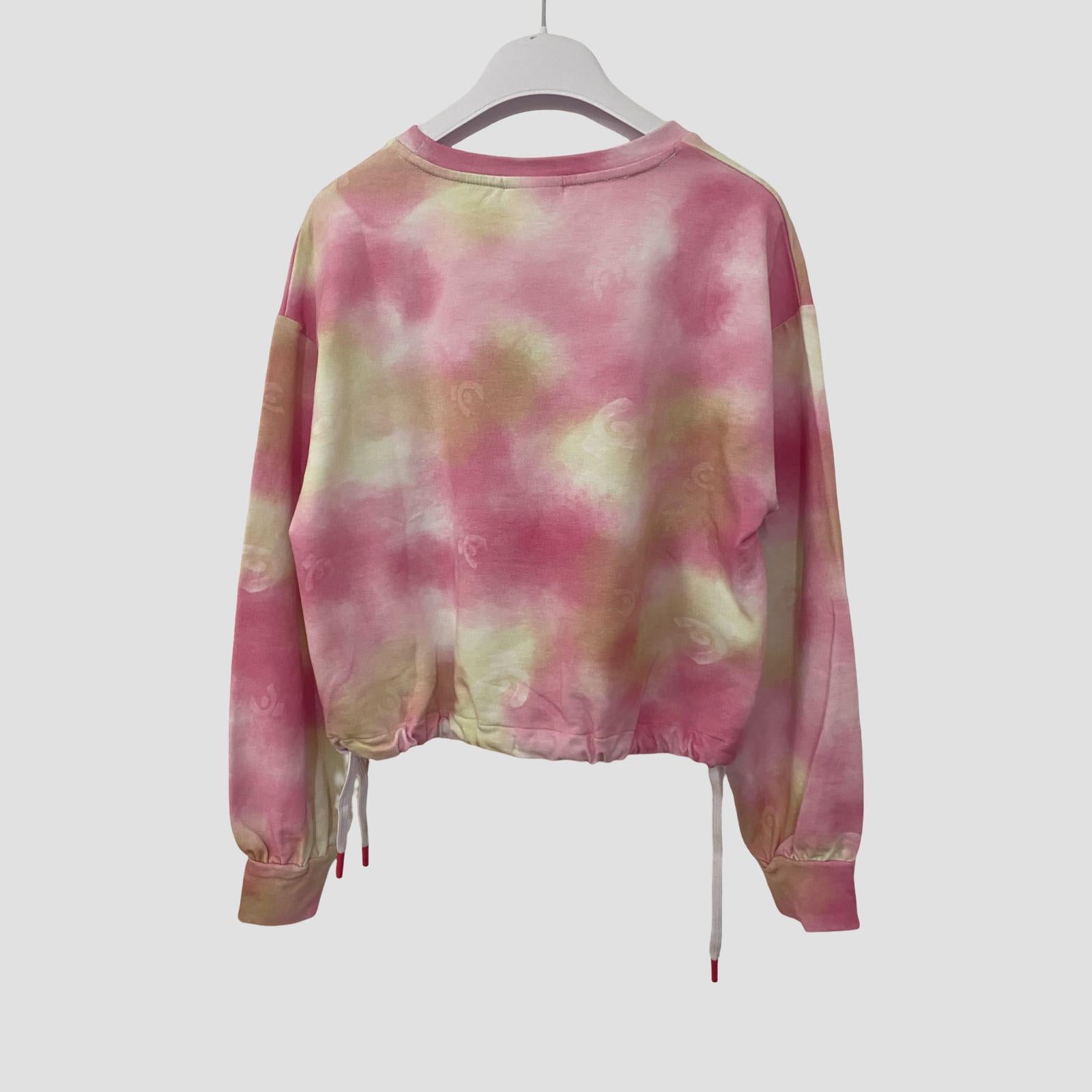 Felpa Tie Dye Rosa e Giallo Ragazza – Girocollo Trendy con Coulisse - FREDDY - OOPS by BabyBimbo 0-16
