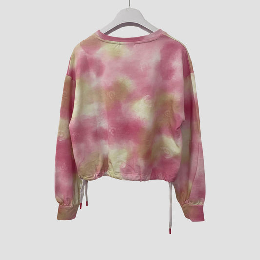 Felpa Tie Dye Rosa e Giallo Ragazza – Girocollo Trendy con Coulisse - FREDDY