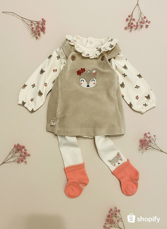 Completo 3 Pezzi in Maglia Neonata con Body, Salopette e Collant - OOPS by BabyBimbo 0-16