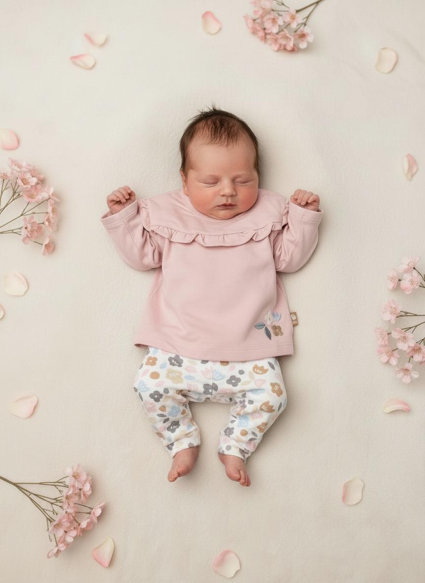 Completo in Maglia Neonata Floreale – Morbido e Pratico