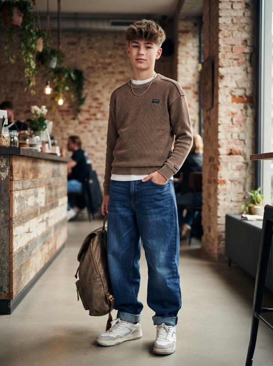 Maglione Ragazzo Retour Cioccolato Relaxed Fit – Lavaggio Vintage