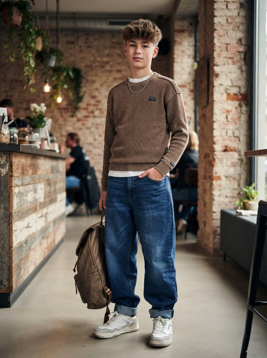Maglione Ragazzo Retour Cioccolato Relaxed Fit – Lavaggio Vintage