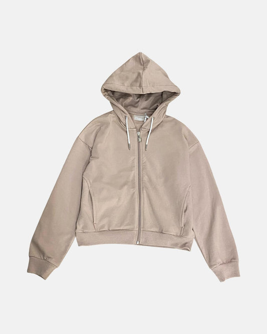 Felpa Ragazza Freddy Beige Oversize con Cappuccio e Cerniera - OOPS by BabyBimbo 0-16