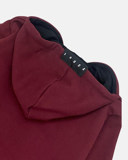 Felpa Ragazzo LAB84 Amaranto con Cappuccio, Zip e Tasche