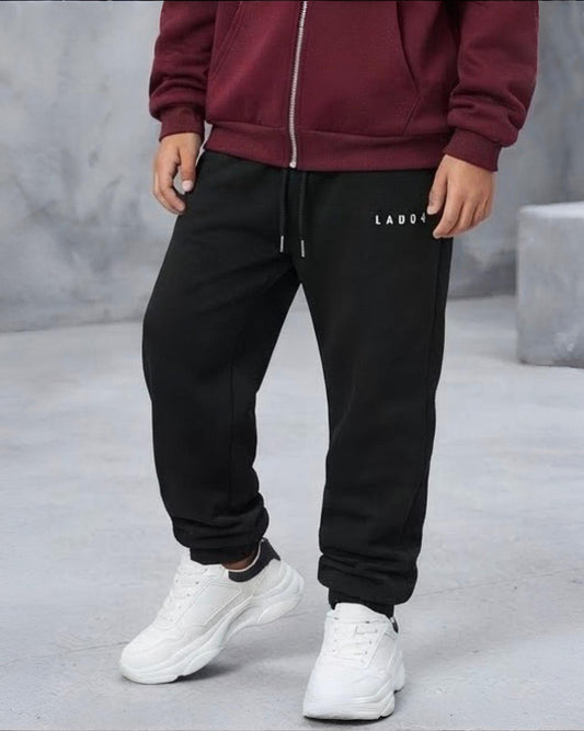 Pantalone Tuta Ragazzo Color Piombo con Elastico in Vita e Polsini