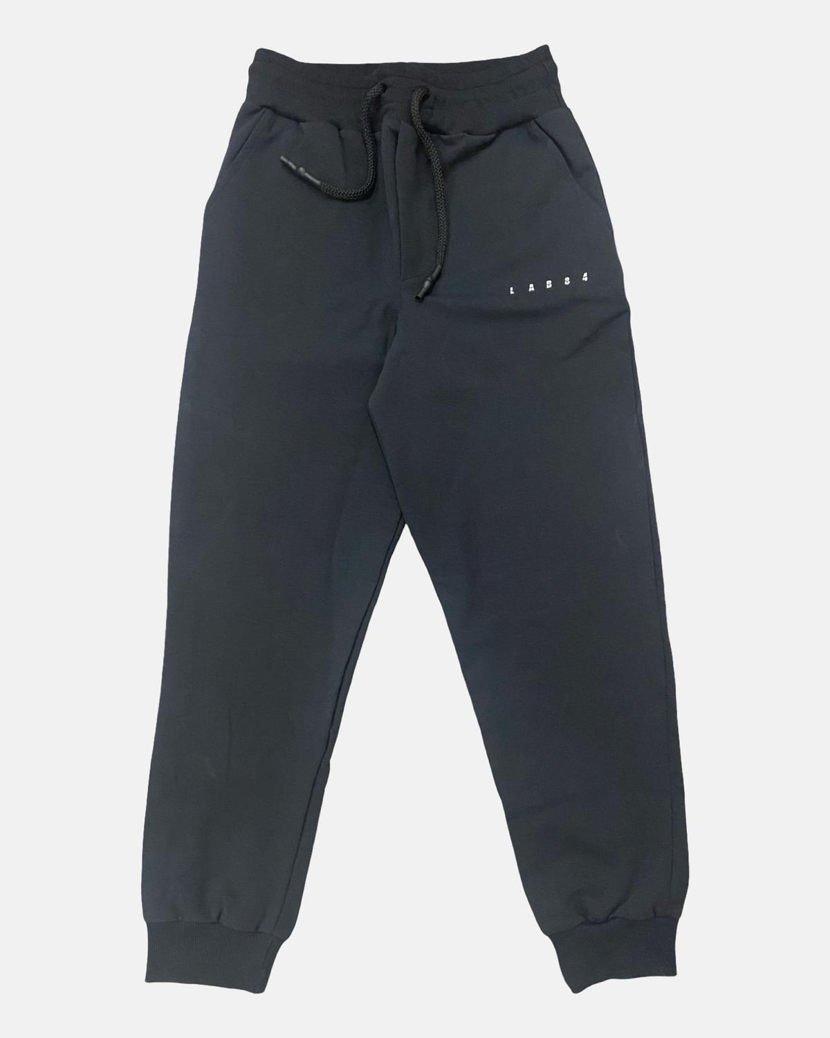 Pantalone Tuta Ragazzo Color Piombo con Elastico in Vita e Polsini