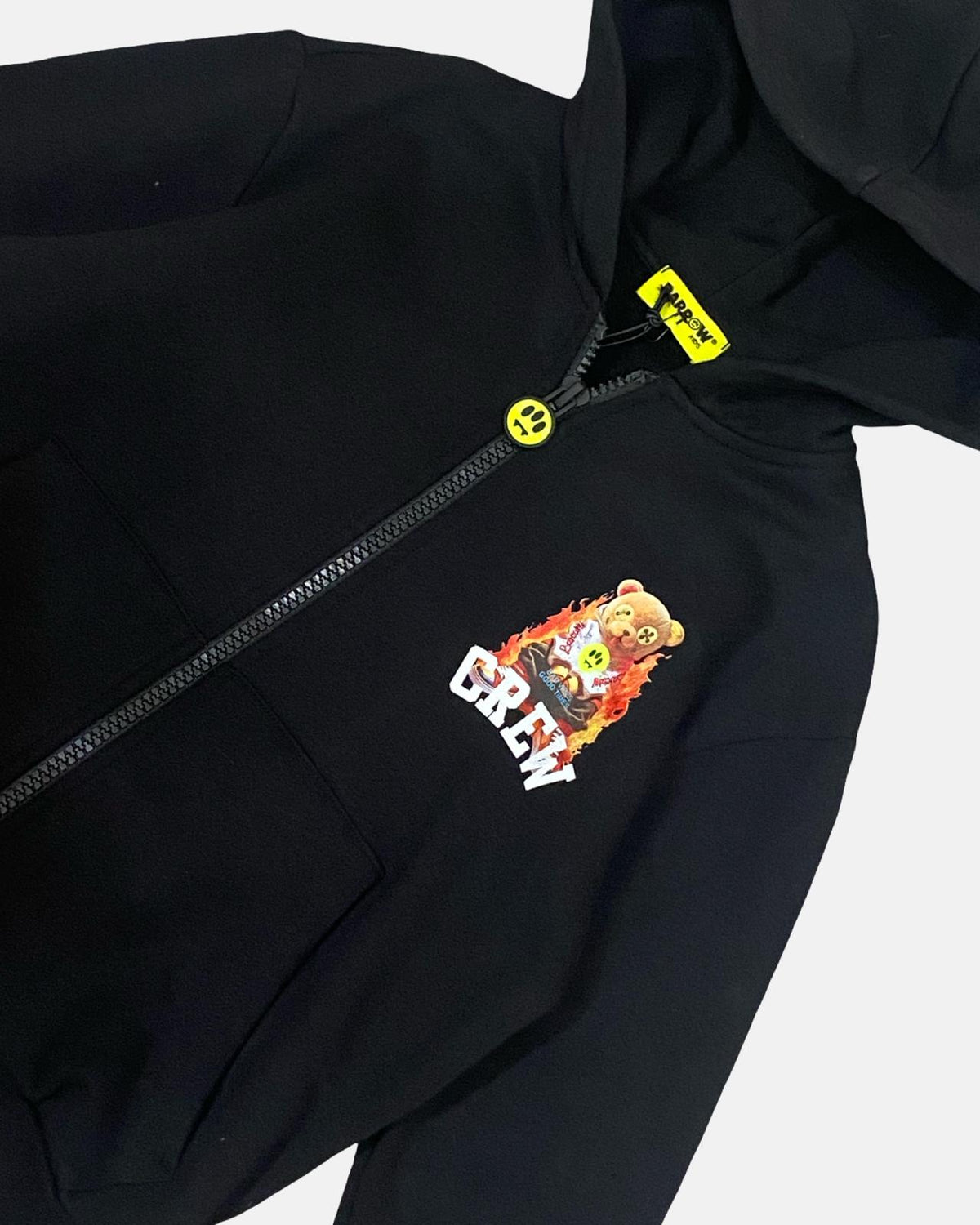 Felpa Ragazzo Barrow Oversize con Zip, Cappuccio e Stampa sul Retro