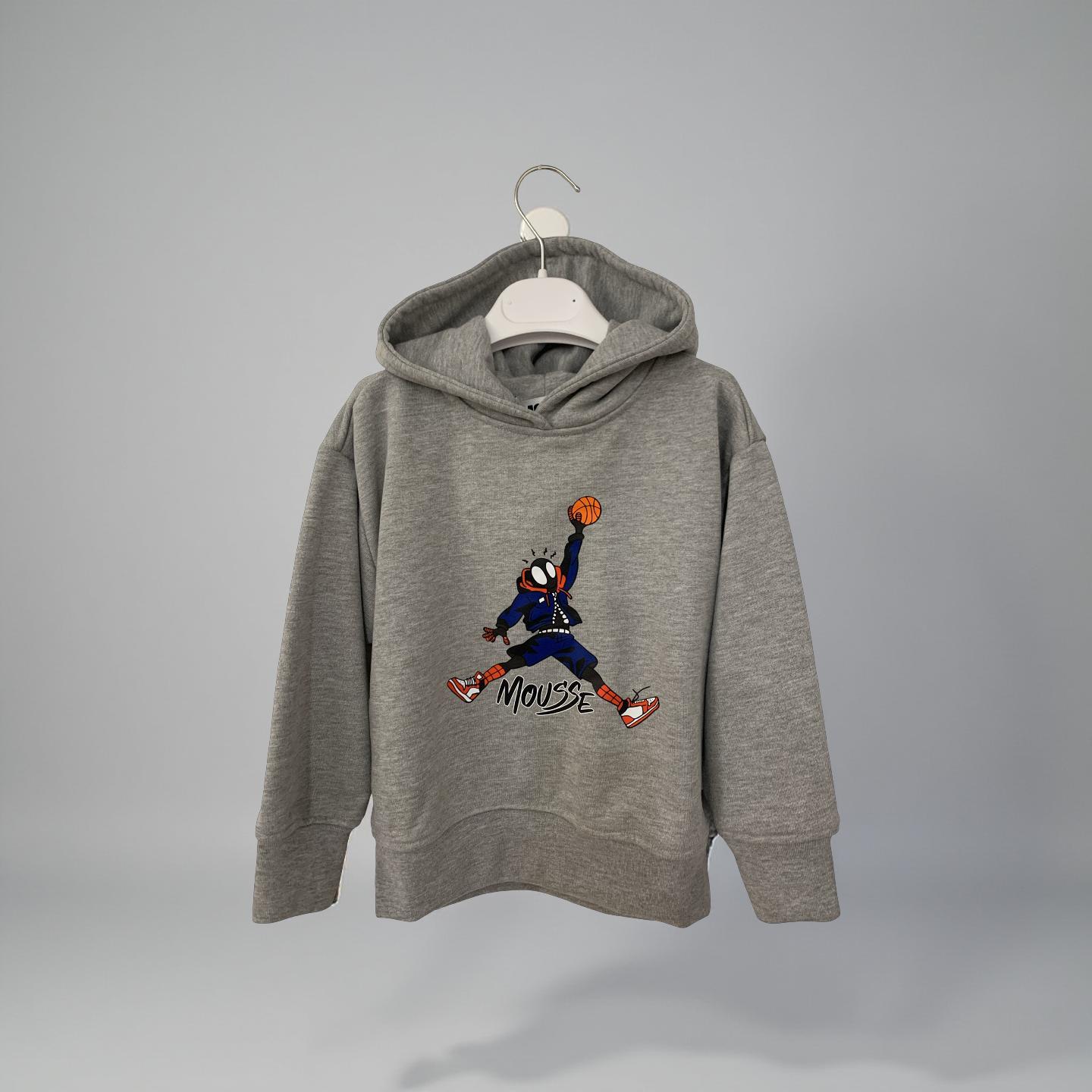 Felpa Grigia Bambino con Cappuccio e Stampa Spider-Air