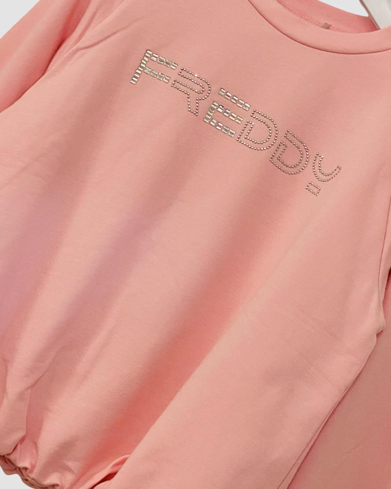 Felpa Rosa Ragazza in Cotone con Logo Brillantini - FREDDY - OOPS by BabyBimbo 0-16