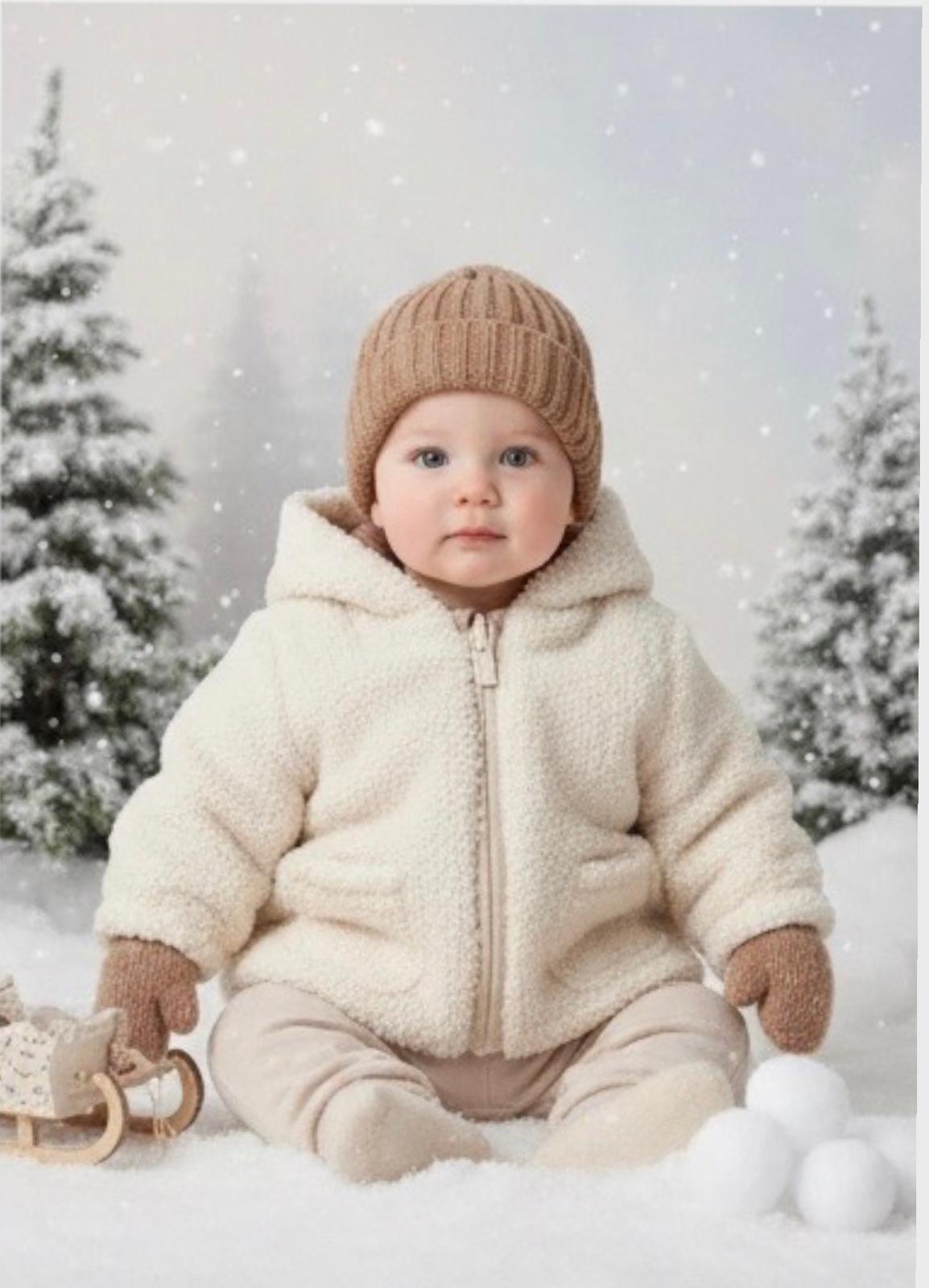 Cappotto Double Face Teddy Neonato con Cappuccio e Tasche – Invernale