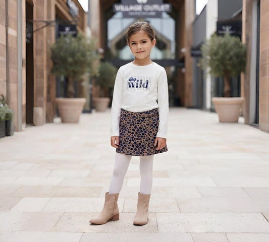 T-Shirt Sarabanda Bambina Off White con Stampa e Brillantini - OOPS by BabyBimbo 0-16