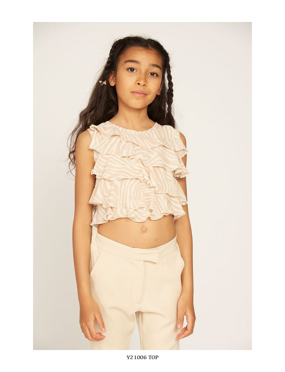 Elegant top with flounces for girls from 8 to 16 years Y-Clù Y21006