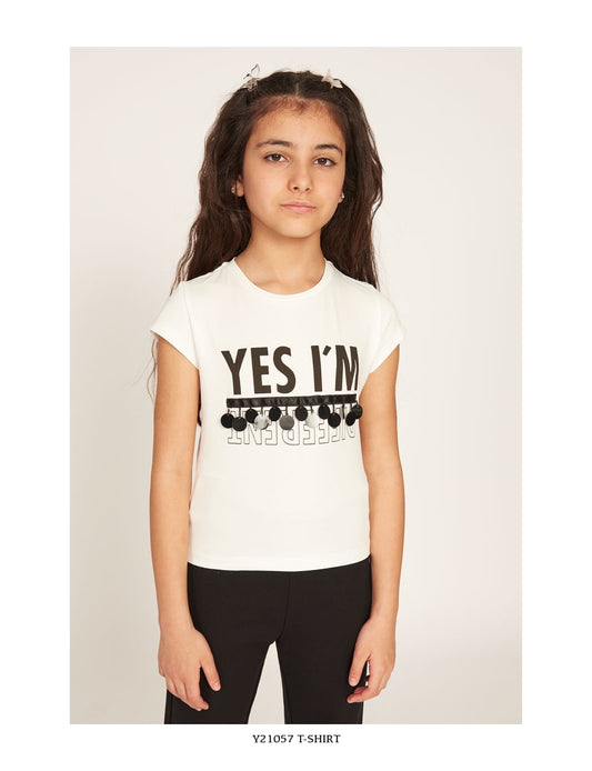 Maglietta "YES I AM" per Ragazza da 8 a 16 anni Y-Clù Y21057