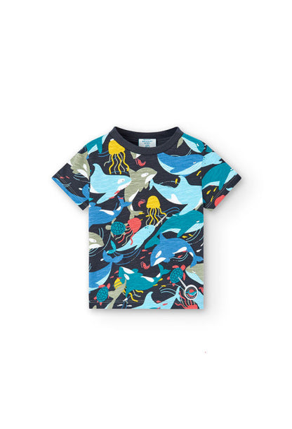 Blau bedrucktes T-Shirt für Boboli-Jungen 318046 