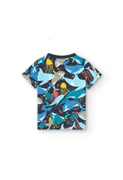 Blau bedrucktes T-Shirt für Boboli-Jungen 318046 