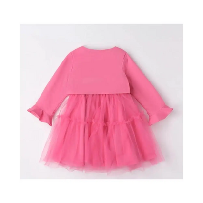 Abito cerimonia Sarabanda coprispalle rosa con gonna in tulle e maniche lunghe
