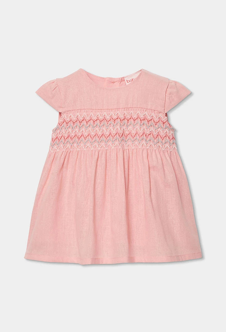 Vestito Neonata in Lino Salmone – Abito Fresco Elegante - BOBOLI - OOPS by BabyBimbo 0-16