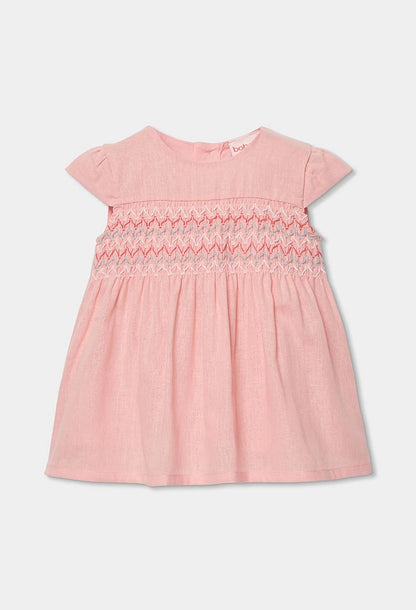 Vestito Neonata in Lino Salmone – Abito Fresco Elegante - BOBOLI - OOPS by BabyBimbo 0-16